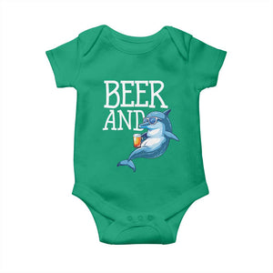 Dolphin And Beer Lover Funny Beach Life Gift Baby Onesie TS12 Irish Green Print Your Wear