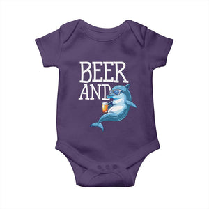 Dolphin And Beer Lover Funny Beach Life Gift Baby Onesie TS12 Purple Print Your Wear