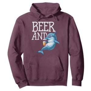 Dolphin And Beer Lover Funny Beach Life Gift Hoodie TS12 Maroon Print Your Wear
