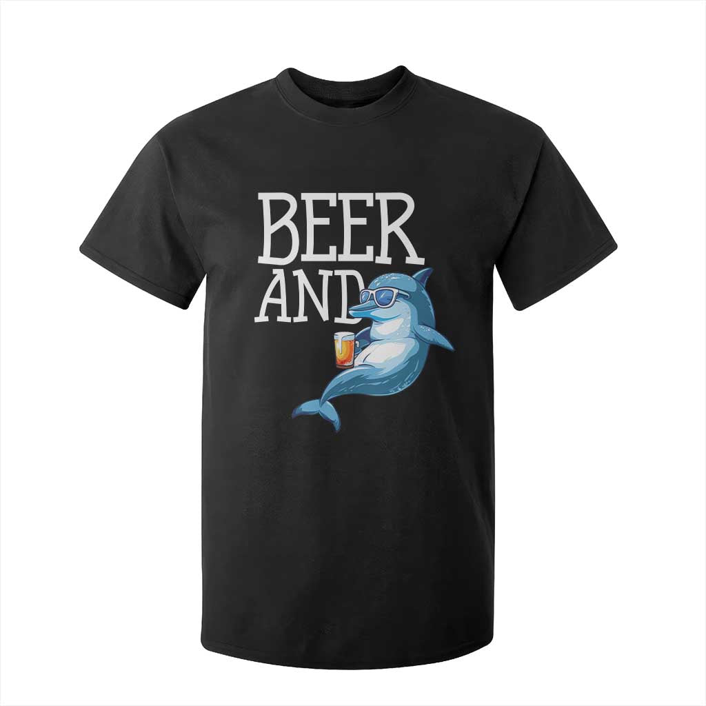Dolphin And Beer Lover Funny Beach Life Gift T Shirt For Kid TS12 Black Print Your Wear