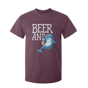Dolphin And Beer Lover Funny Beach Life Gift T Shirt For Kid TS12 Maroon Print Your Wear