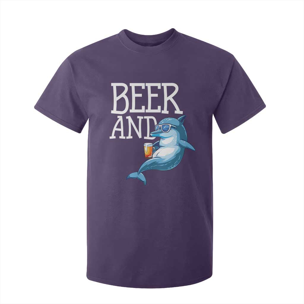 Dolphin And Beer Lover Funny Beach Life Gift T Shirt For Kid TS12 Purple Print Your Wear