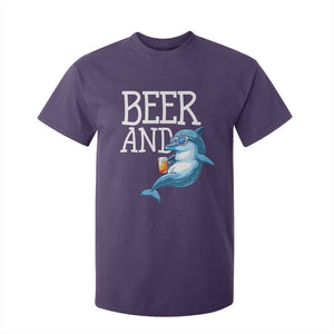 Dolphin And Beer Lover Funny Beach Life Gift T Shirt For Kid TS12 Purple Print Your Wear