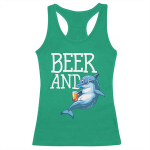 Dolphin And Beer Lover Funny Beach Life Gift Racerback Tank Top TS12 Irish Green Print Your Wear