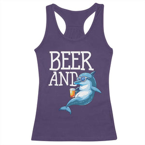 Dolphin And Beer Lover Funny Beach Life Gift Racerback Tank Top TS12 Purple Print Your Wear