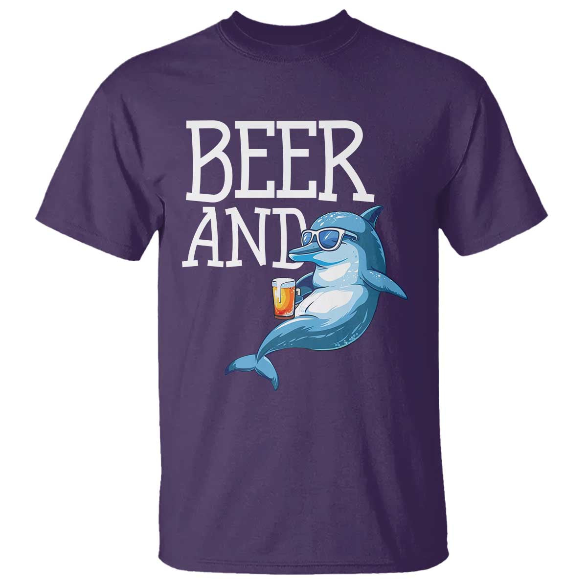 Dolphin And Beer Lover Funny Beach Life Gift T Shirt TS12 Purple Print Your Wear