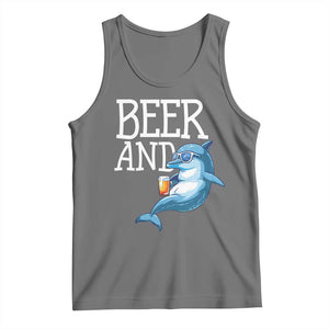 Dolphin And Beer Lover Funny Beach Life Gift Tank Top TS12 Black Heather Print Your Wear