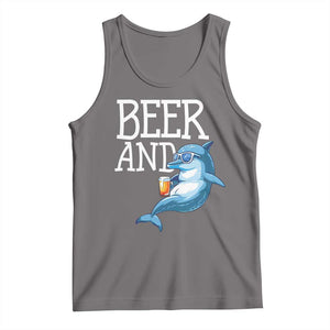 Dolphin And Beer Lover Funny Beach Life Gift Tank Top TS12 Deep Heather Print Your Wear