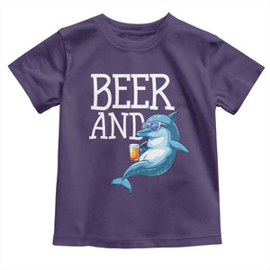 Dolphin And Beer Lover Funny Beach Life Gift Toddler T Shirt TS12 Purple Print Your Wear