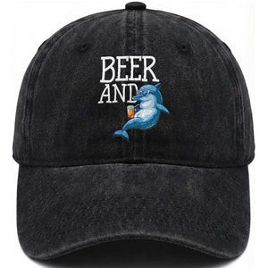 Dolphin And Beer Lover Funny Beach Life Gift Washed Cotton Baseball Cap TS12 Print Your Wear
