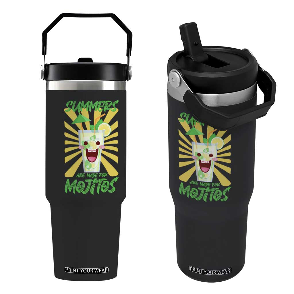 Summers Are Made For Mojitos Flip Straw Tumbler Funny Vacation Cocktail TS12 One Size: 30 oz Black Print Your Wear
