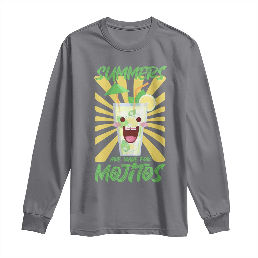 Summers Are Made For Mojitos Long Sleeve Shirt Funny Vacation Cocktail TS12 Charcoal Print Your Wear
