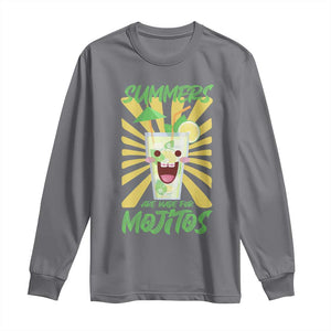Summers Are Made For Mojitos Long Sleeve Shirt Funny Vacation Cocktail TS12 Charcoal Print Your Wear