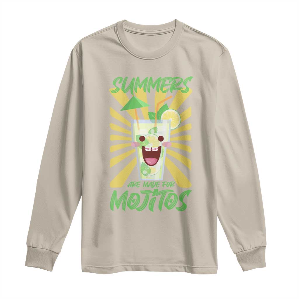 Summers Are Made For Mojitos Long Sleeve Shirt Funny Vacation Cocktail TS12 Sand Print Your Wear