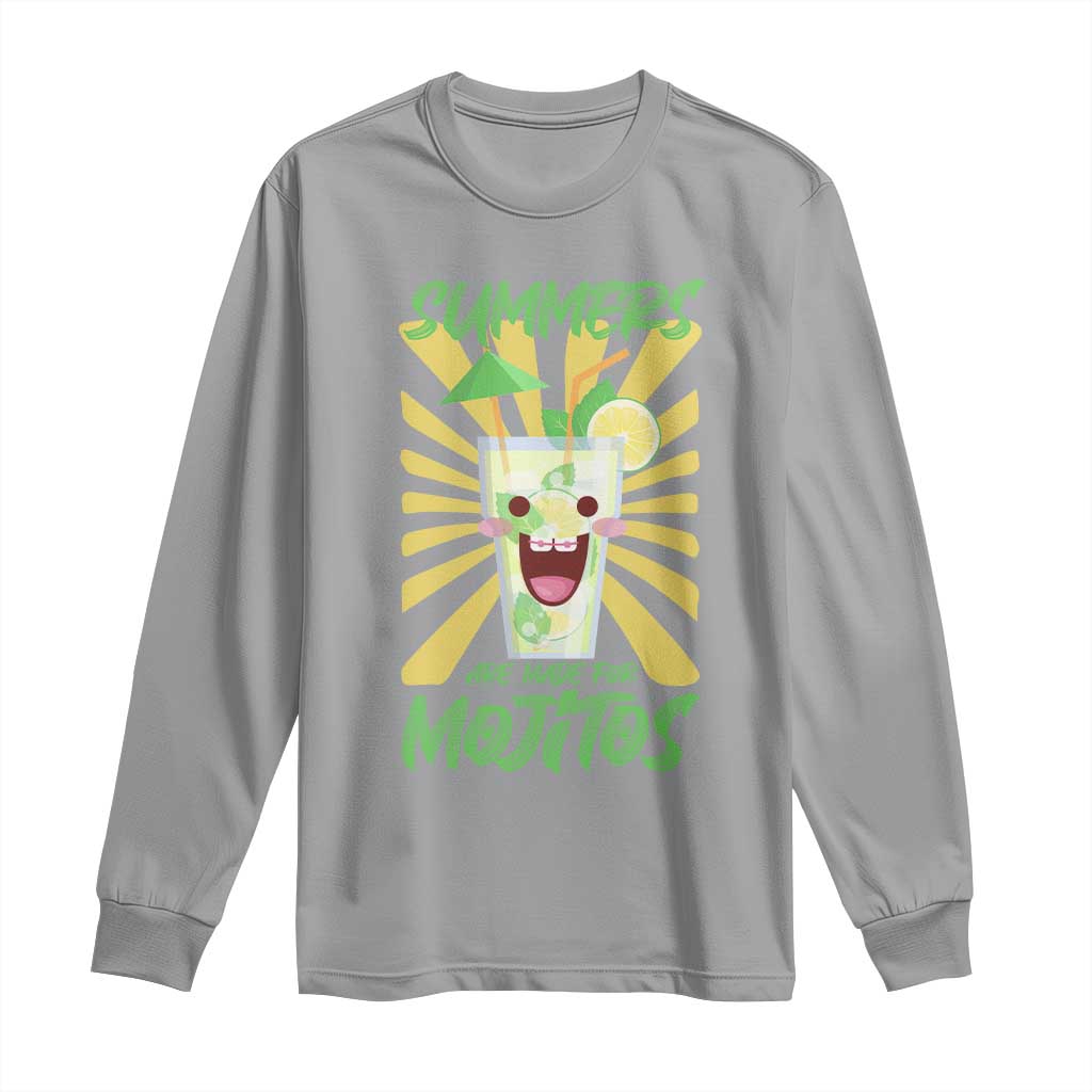 Summers Are Made For Mojitos Long Sleeve Shirt Funny Vacation Cocktail TS12 Sport Gray Print Your Wear