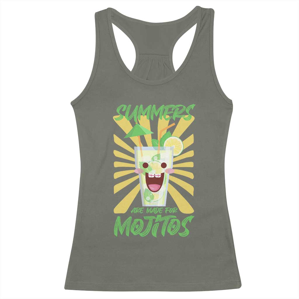 Summers Are Made For Mojitos Racerback Tank Top Funny Vacation Cocktail TS12 Military Green Print Your Wear