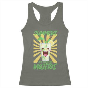 Summers Are Made For Mojitos Racerback Tank Top Funny Vacation Cocktail TS12 Military Green Print Your Wear