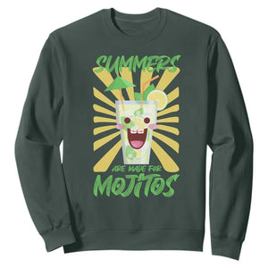 Summers Are Made For Mojitos Sweatshirt Funny Vacation Cocktail TS12 Dark Forest Green Print Your Wear