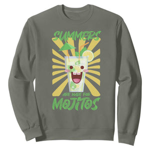 Summers Are Made For Mojitos Sweatshirt Funny Vacation Cocktail TS12 Military Green Print Your Wear