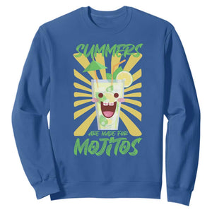 Summers Are Made For Mojitos Sweatshirt Funny Vacation Cocktail TS12 Royal Blue Print Your Wear
