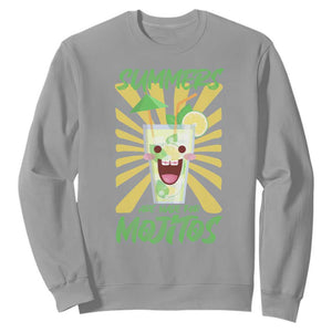 Summers Are Made For Mojitos Sweatshirt Funny Vacation Cocktail TS12 Sport Gray Print Your Wear