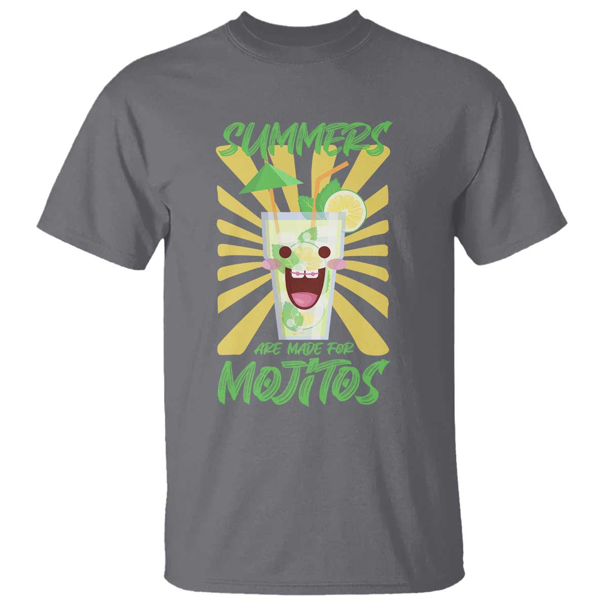 Summers Are Made For Mojitos T Shirt Funny Vacation Cocktail TS12 Charcoal Print Your Wear