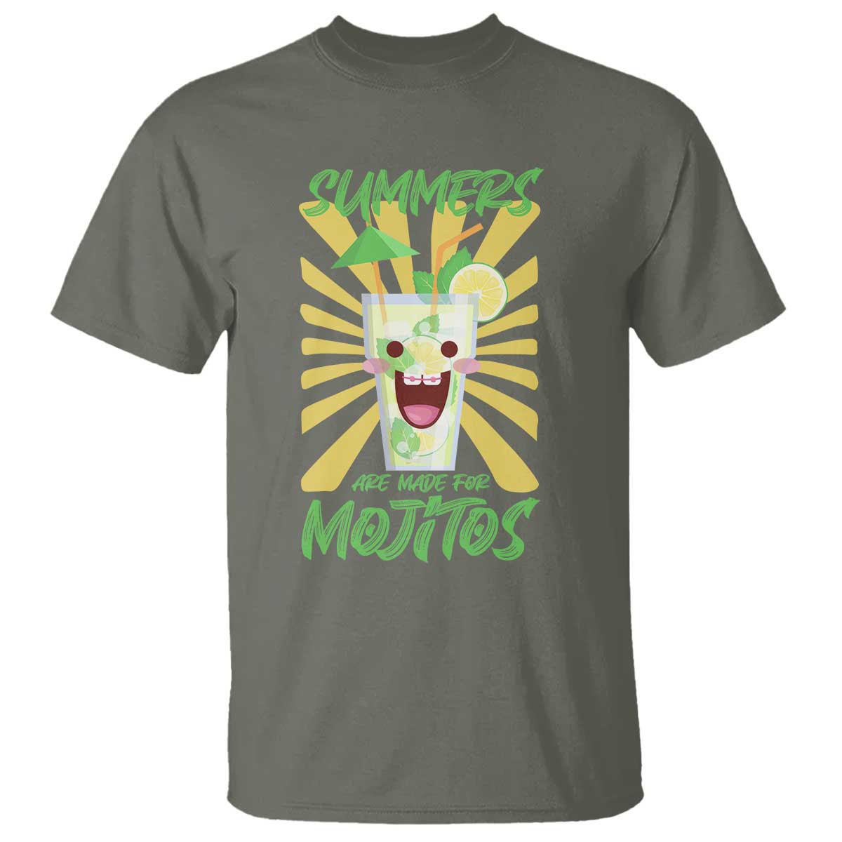 Summers Are Made For Mojitos T Shirt Funny Vacation Cocktail TS12 Military Green Print Your Wear