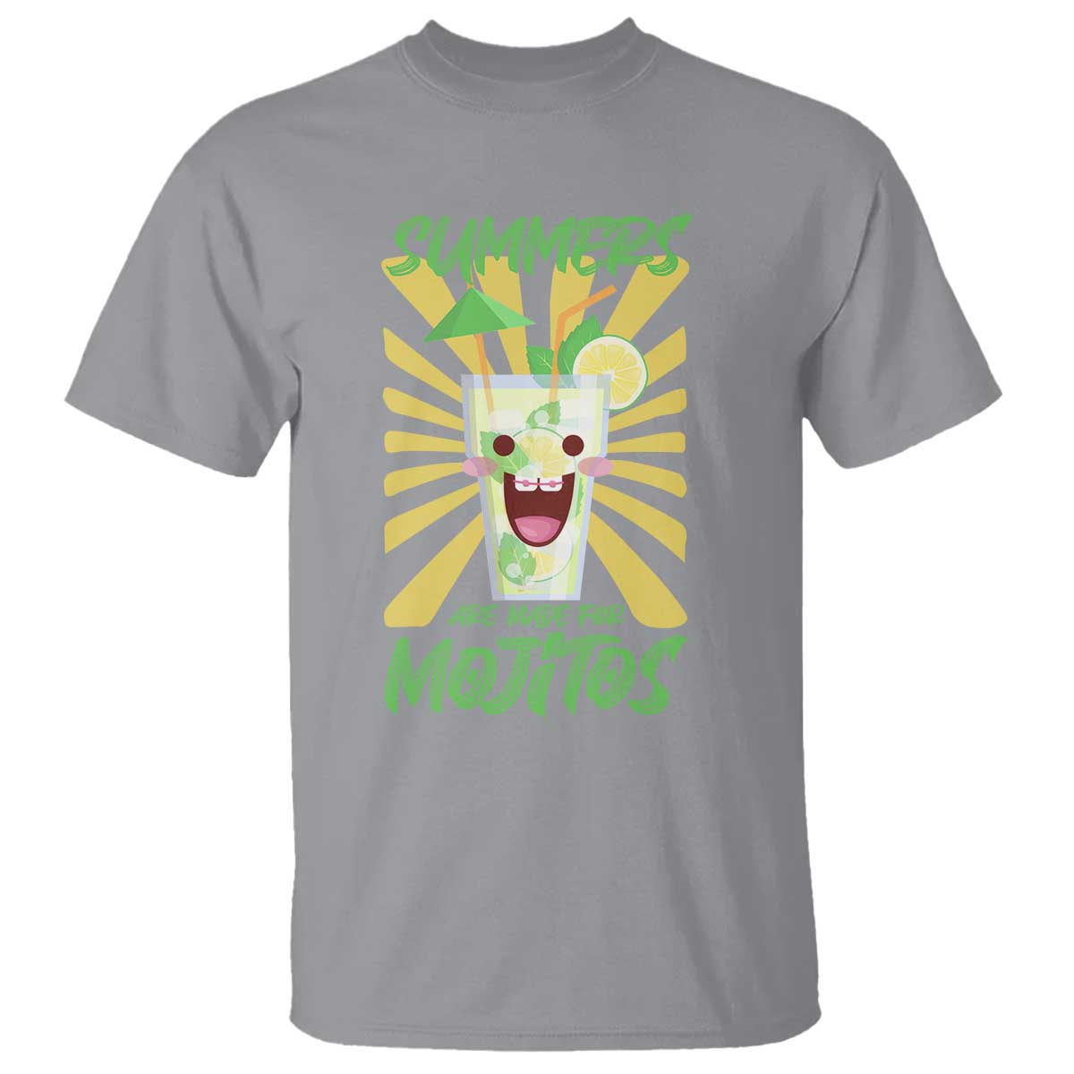 Summers Are Made For Mojitos T Shirt Funny Vacation Cocktail TS12 Sport Gray Print Your Wear