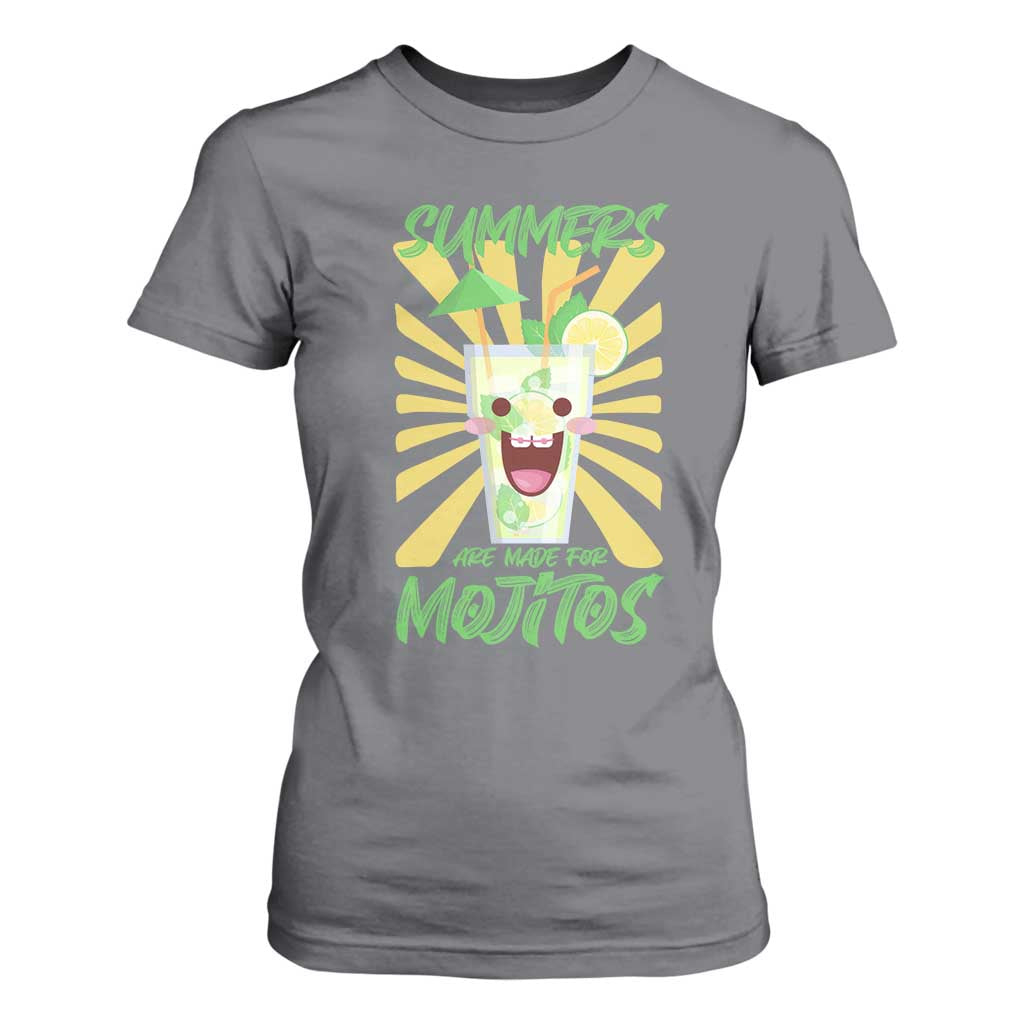 Summers Are Made For Mojitos T Shirt For Women Funny Vacation Cocktail TS12 Charcoal Print Your Wear