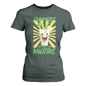 Summers Are Made For Mojitos T Shirt For Women Funny Vacation Cocktail TS12 Dark Forest Green Print Your Wear