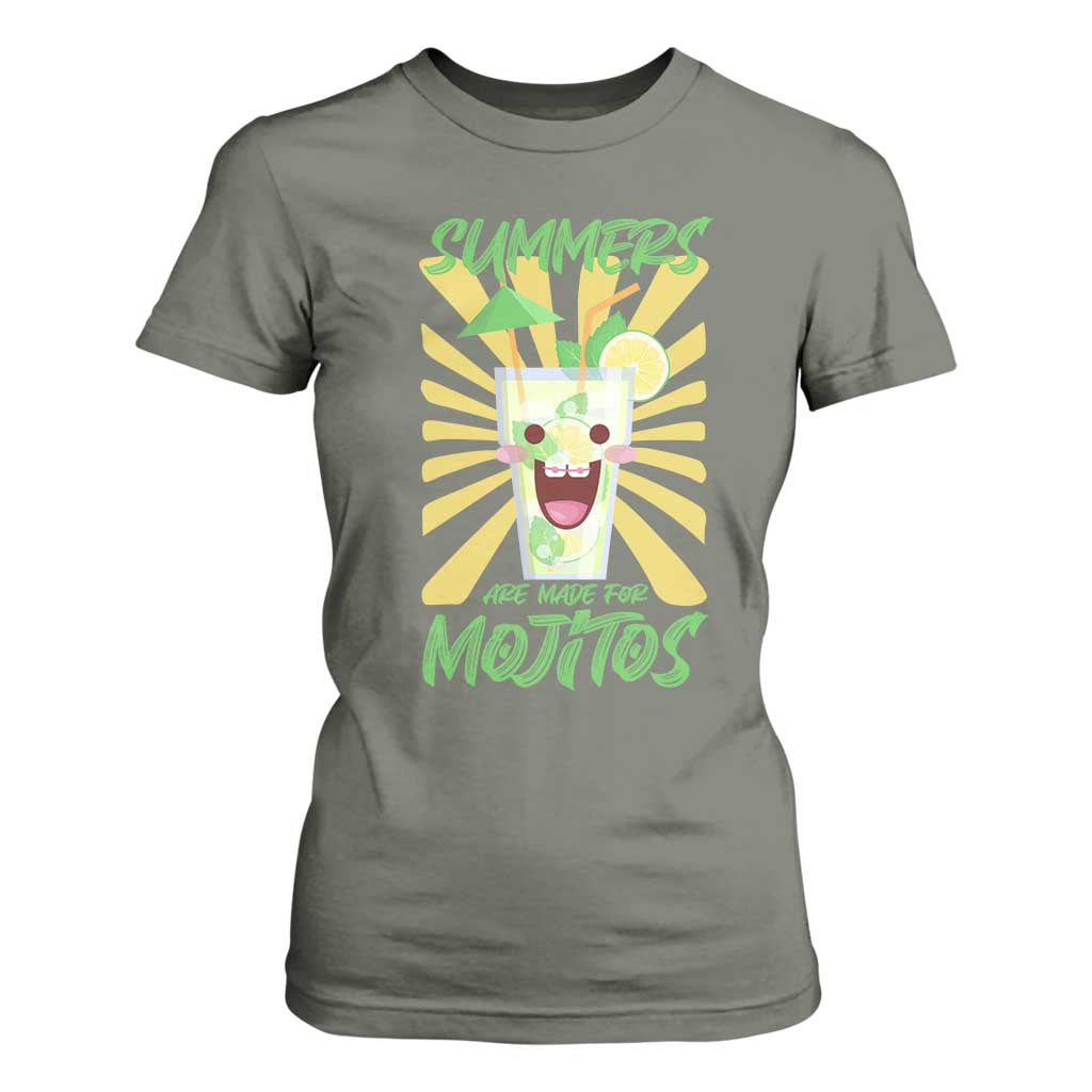 Summers Are Made For Mojitos T Shirt For Women Funny Vacation Cocktail TS12 Military Green Print Your Wear