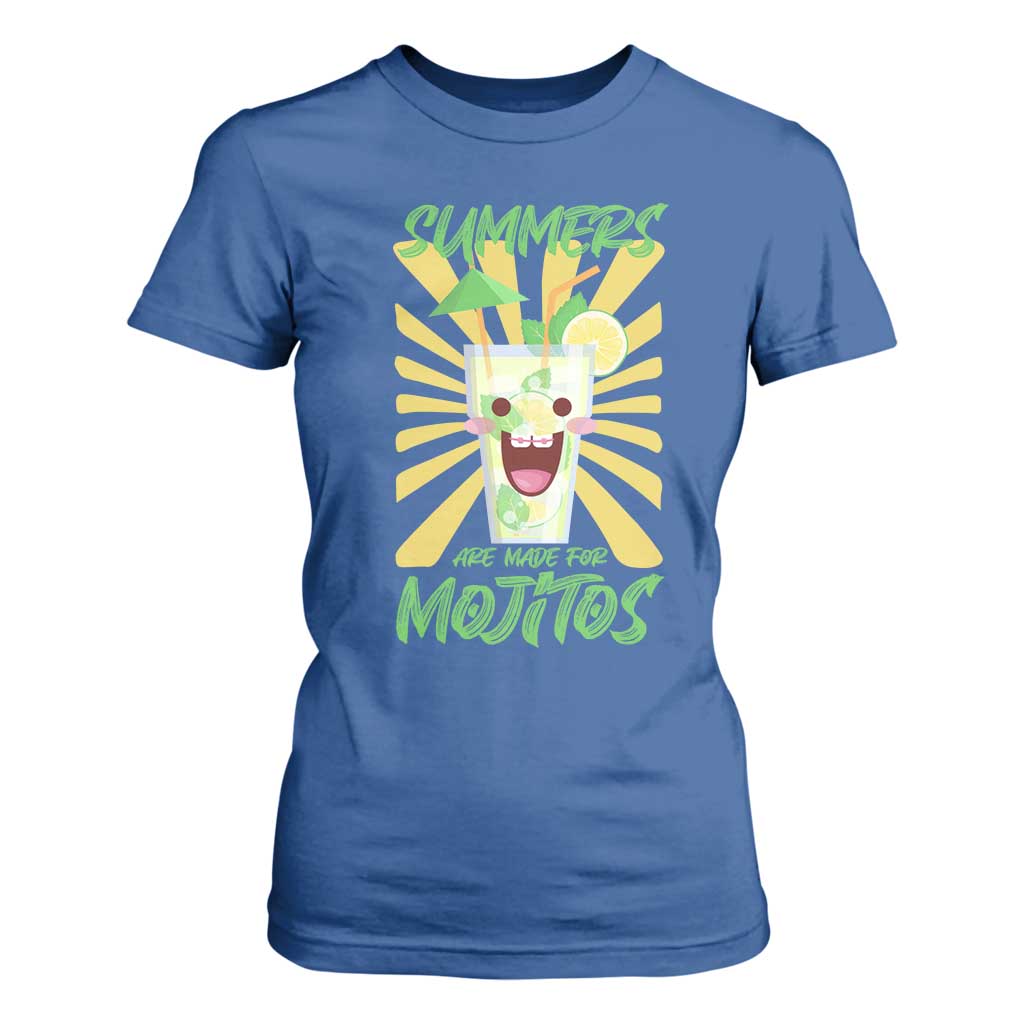 Summers Are Made For Mojitos T Shirt For Women Funny Vacation Cocktail TS12 Royal Blue Print Your Wear