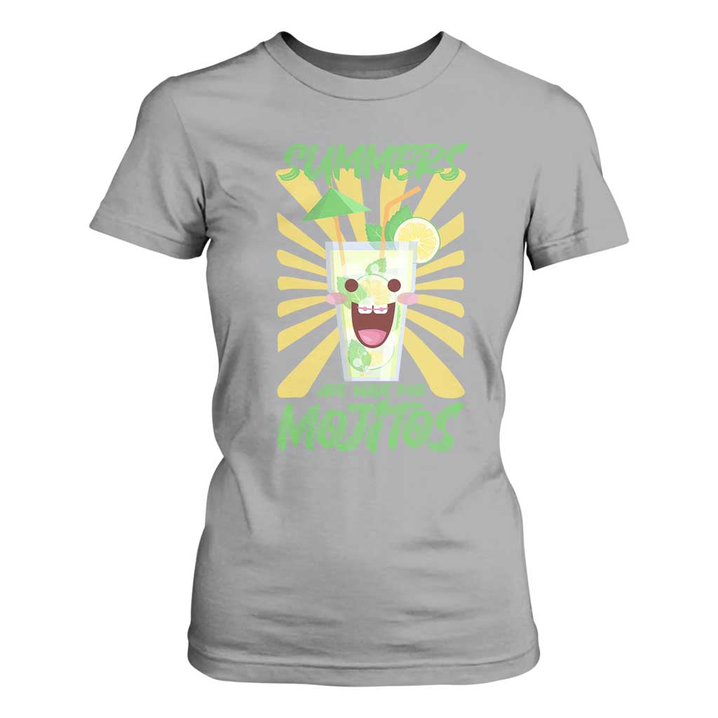 Summers Are Made For Mojitos T Shirt For Women Funny Vacation Cocktail TS12 Sport Gray Print Your Wear