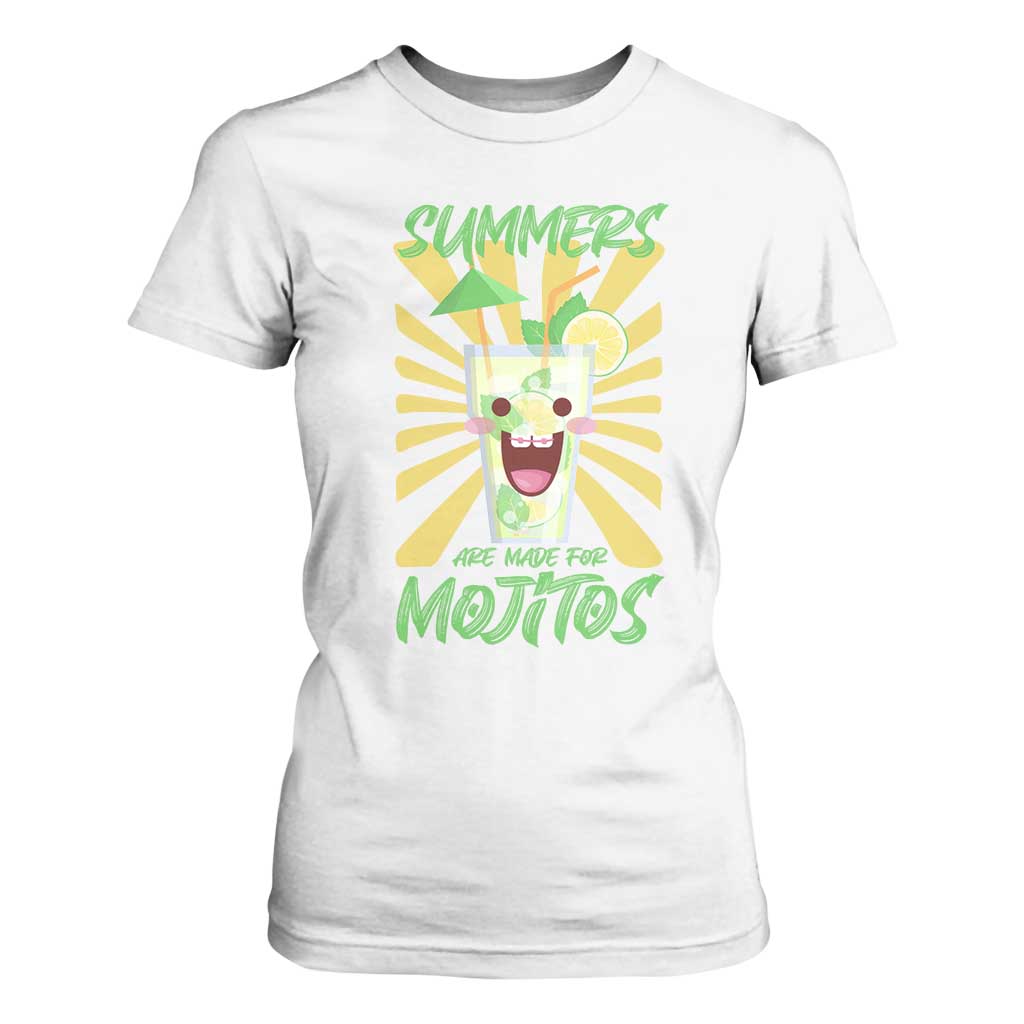 Summers Are Made For Mojitos T Shirt For Women Funny Vacation Cocktail TS12 White Print Your Wear