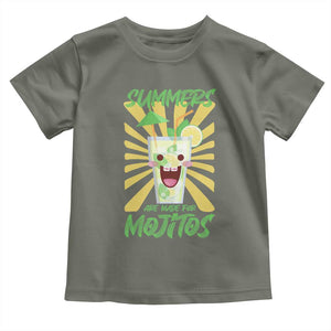 Summers Are Made For Mojitos Toddler T Shirt Funny Vacation Cocktail TS12 Military Green Print Your Wear