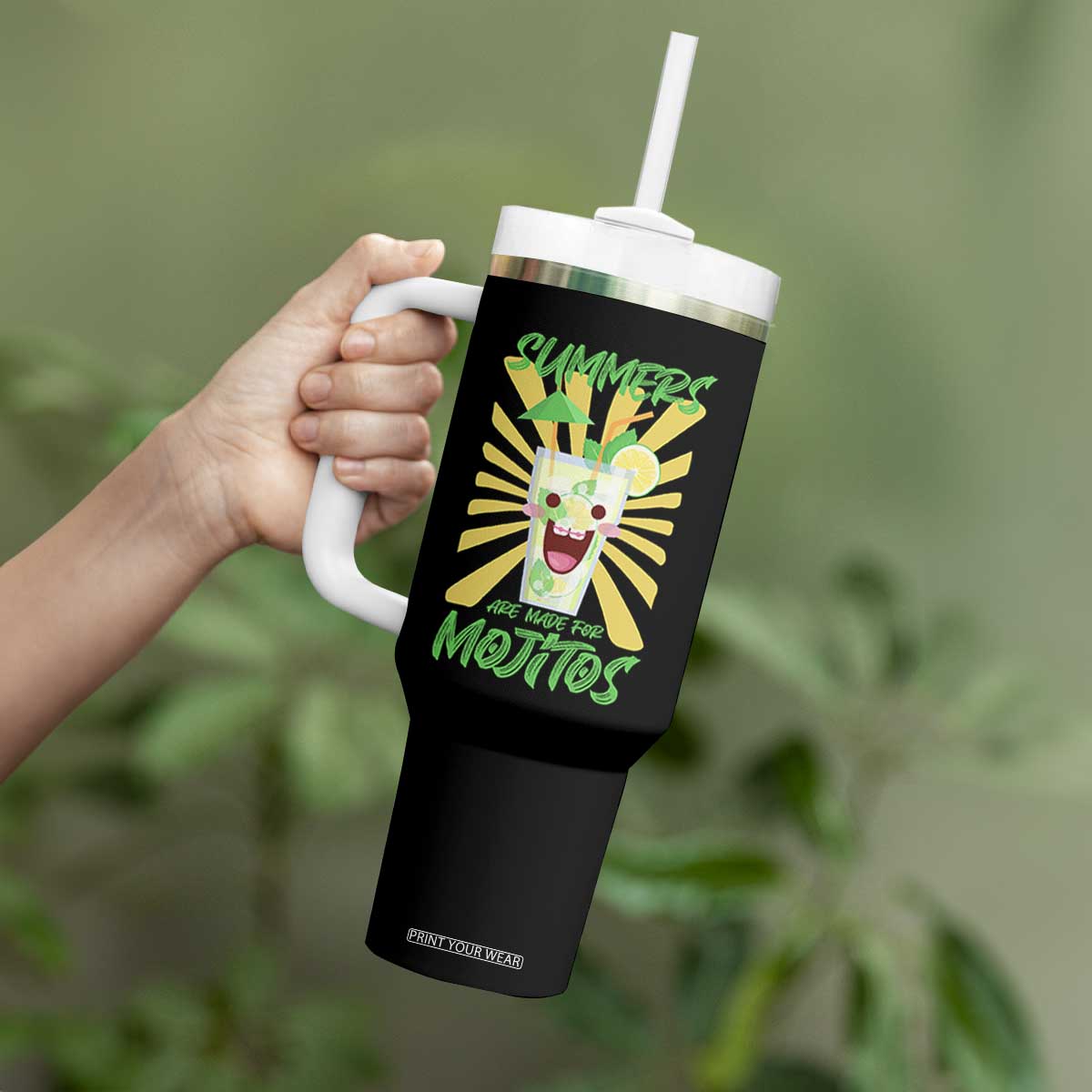 Summers Are Made For Mojitos Tumbler With Handle Funny Vacation Cocktail TS12 Print Your Wear