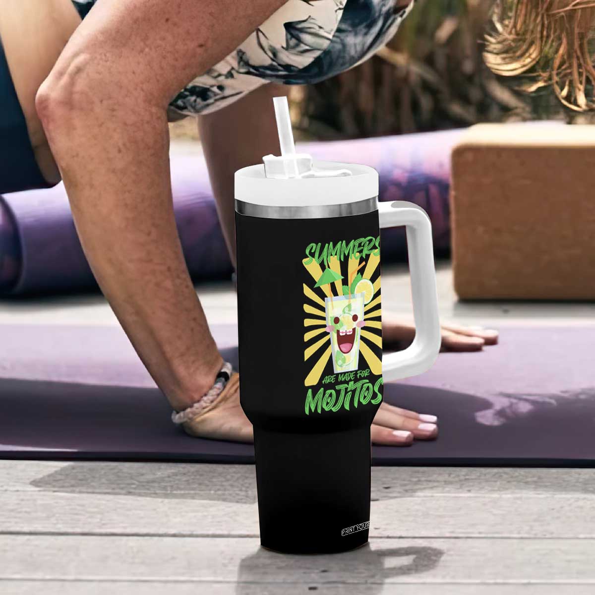 Summers Are Made For Mojitos Tumbler With Handle Funny Vacation Cocktail TS12 Print Your Wear