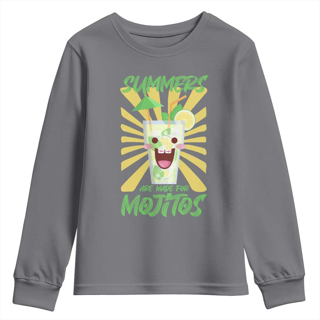 Summers Are Made For Mojitos Youth Sweatshirt Funny Vacation Cocktail TS12 Charcoal Print Your Wear