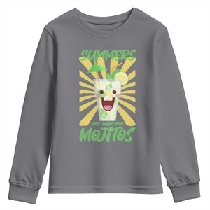 Summers Are Made For Mojitos Youth Sweatshirt Funny Vacation Cocktail TS12 Charcoal Print Your Wear