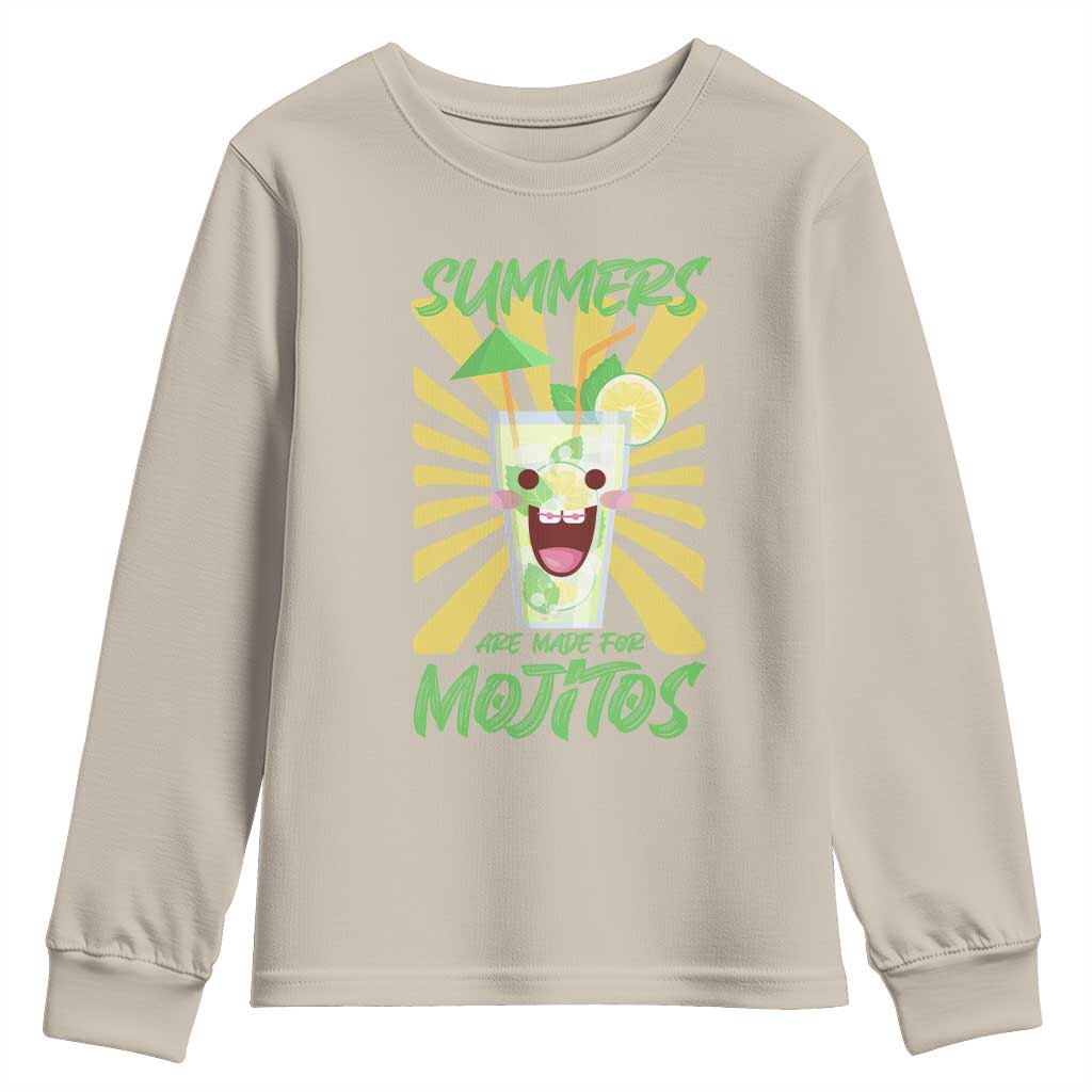 Summers Are Made For Mojitos Youth Sweatshirt Funny Vacation Cocktail TS12 Sand Print Your Wear