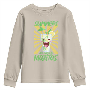 Summers Are Made For Mojitos Youth Sweatshirt Funny Vacation Cocktail TS12 Sand Print Your Wear