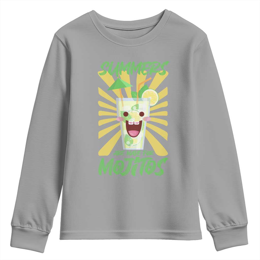 Summers Are Made For Mojitos Youth Sweatshirt Funny Vacation Cocktail TS12 Sport Gray Print Your Wear