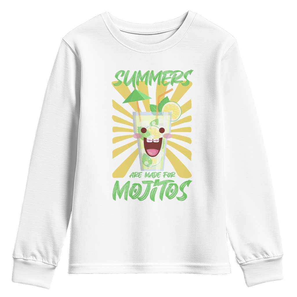 Summers Are Made For Mojitos Youth Sweatshirt Funny Vacation Cocktail TS12 White Print Your Wear