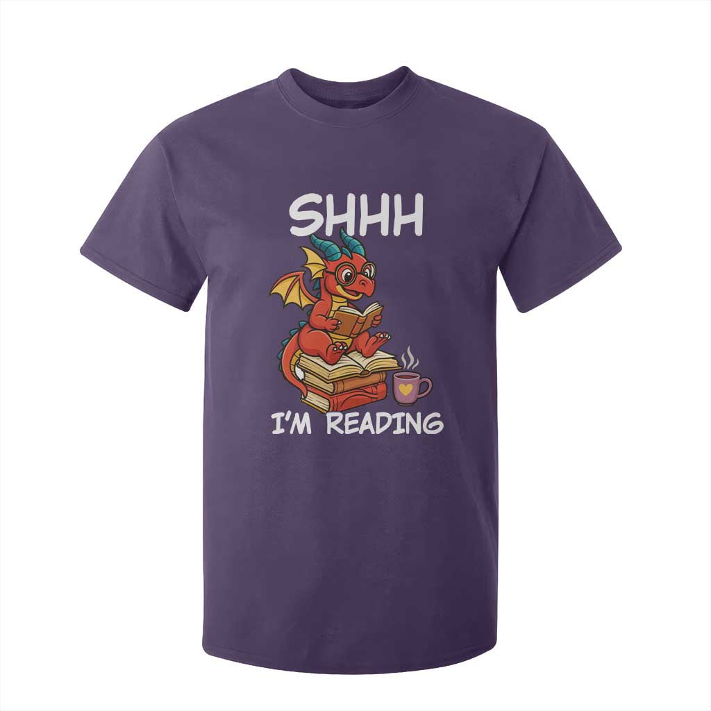 Shhh I Am Reading T Shirt For Kid Funny Dragon Reading Book TS12 Purple Print Your Wear