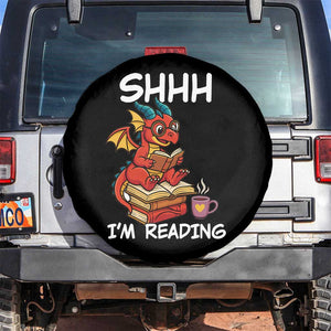 Shhh I Am Reading Spare Tire Cover Funny Dragon Reading Book TS12 No hole Black Print Your Wear