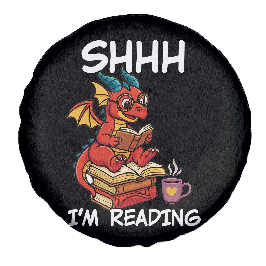 Shhh I Am Reading Spare Tire Cover Funny Dragon Reading Book TS12 Print Your Wear