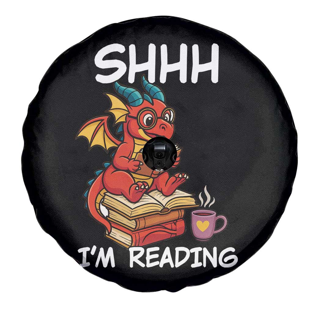 Shhh I Am Reading Spare Tire Cover Funny Dragon Reading Book TS12 Print Your Wear