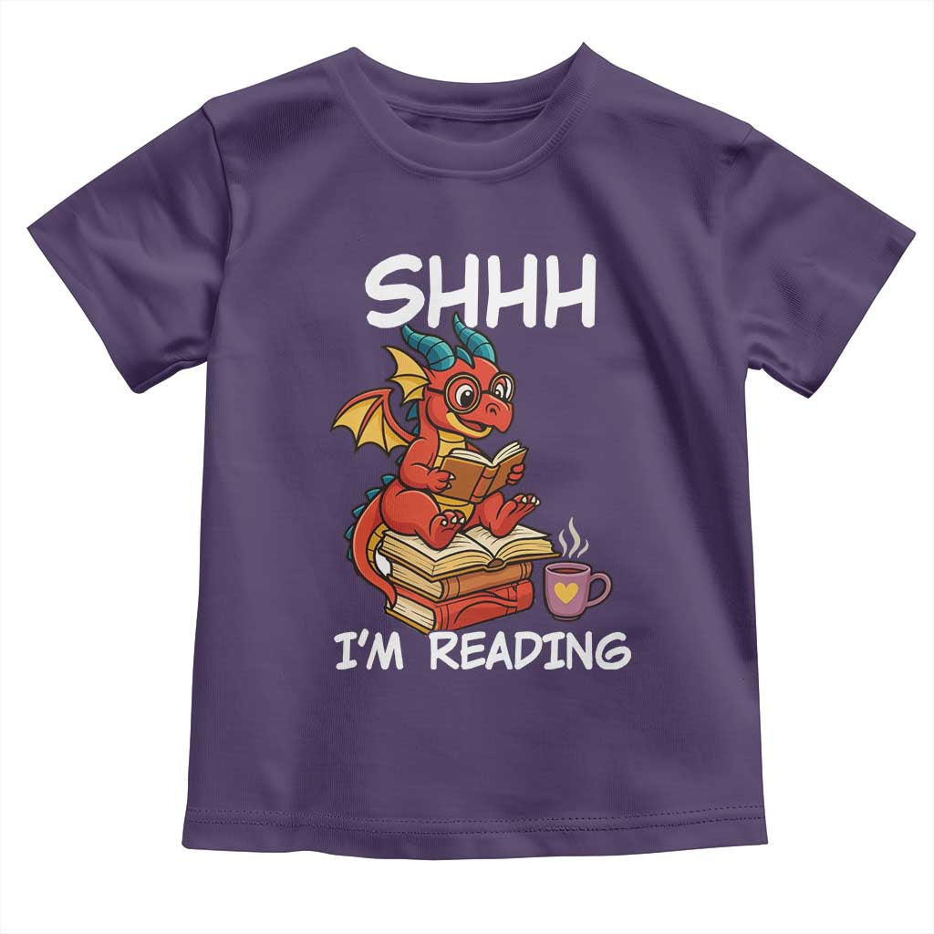 Shhh I Am Reading Toddler T Shirt Funny Dragon Reading Book TS12 Purple Print Your Wear