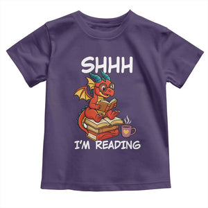 Shhh I Am Reading Toddler T Shirt Funny Dragon Reading Book TS12 Purple Print Your Wear