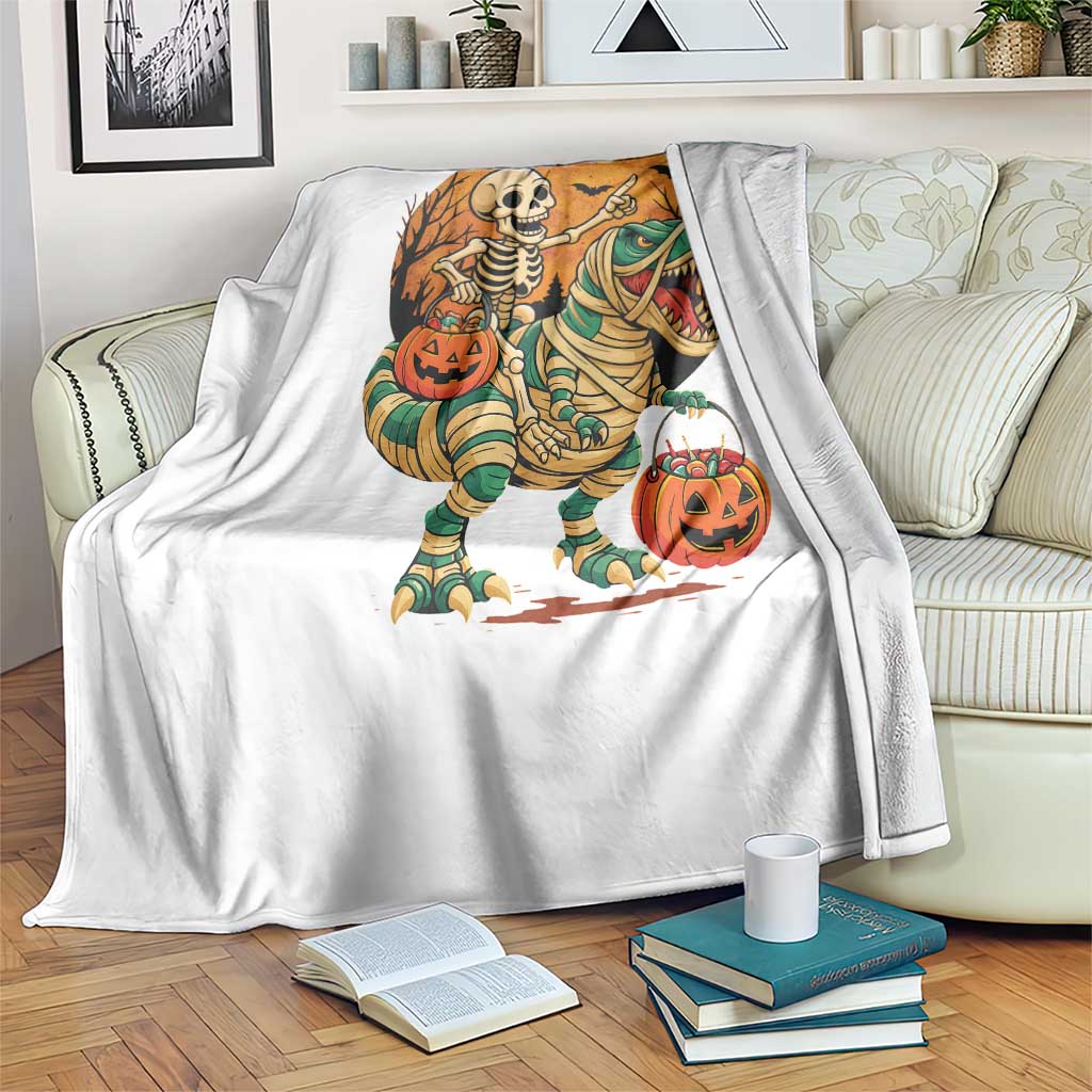 Funny Skeleton Riding Mummy Dinosaur Halloween Throw Blanket TS12 Print Your Wear